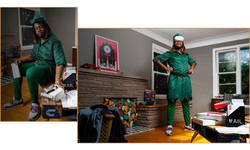 Peter Pan using a VR headset